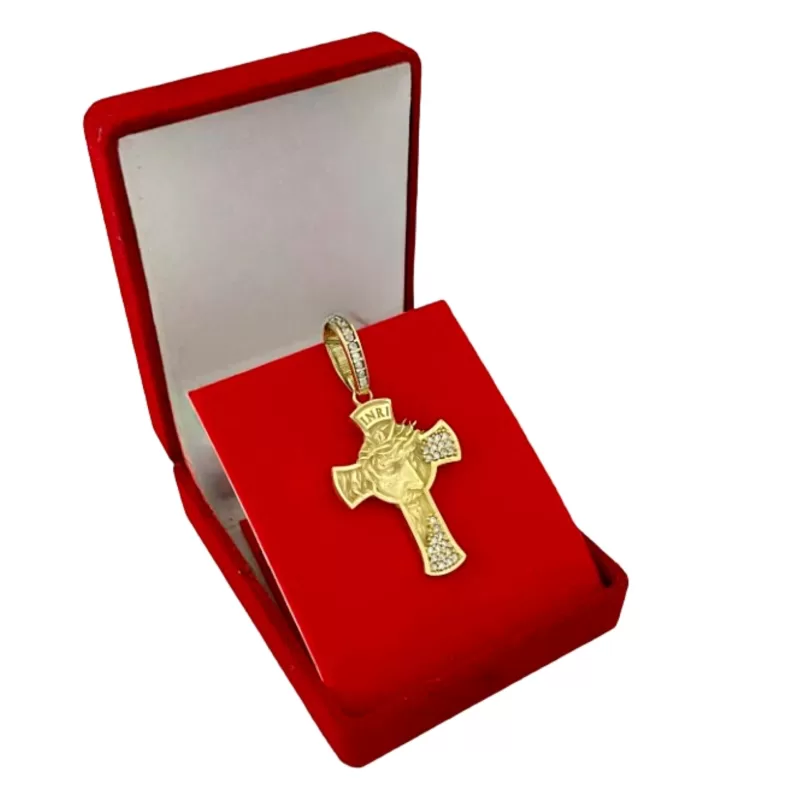 Pingente de Moeda Antiga: Cruz Cravejada – P