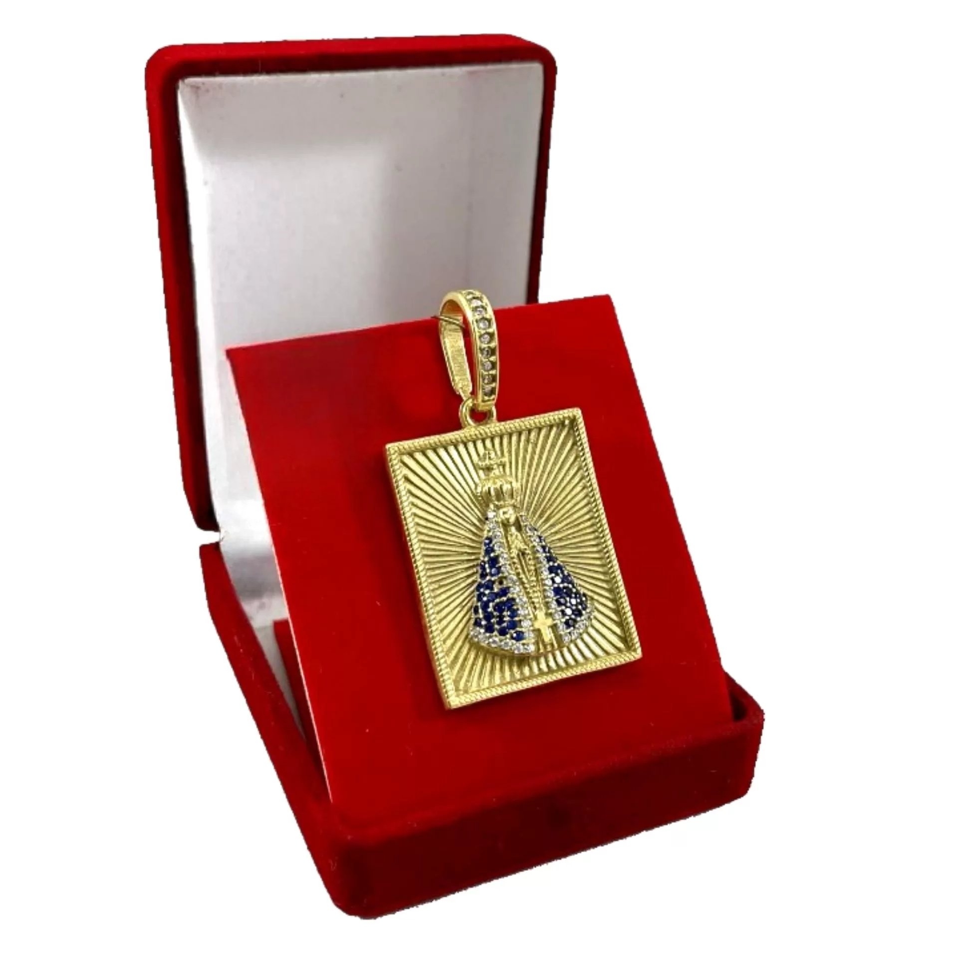 Pingente de Moeda Antiga: Santa Cravejada Na Medalha 1 Pingente de Moeda Antiga: Santa Cravejada Na Medalha