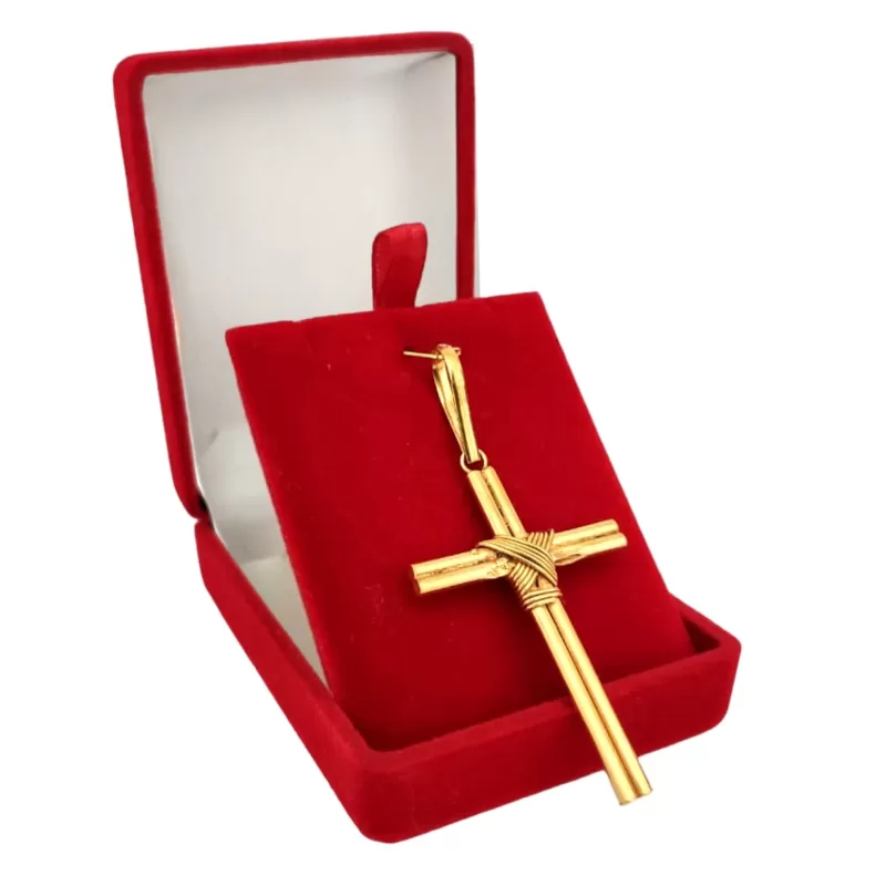 Pingente de Moeda Antiga: Cruz Fio Duplo – G