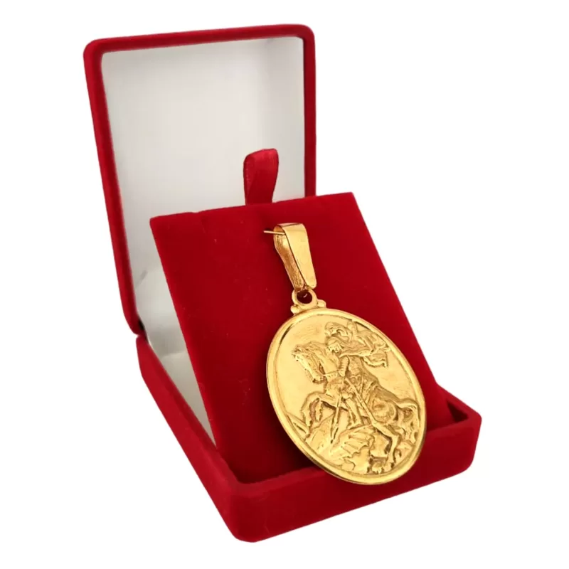 Pingente de Moeda Antiga: SÃo Jorge Medalha Oval