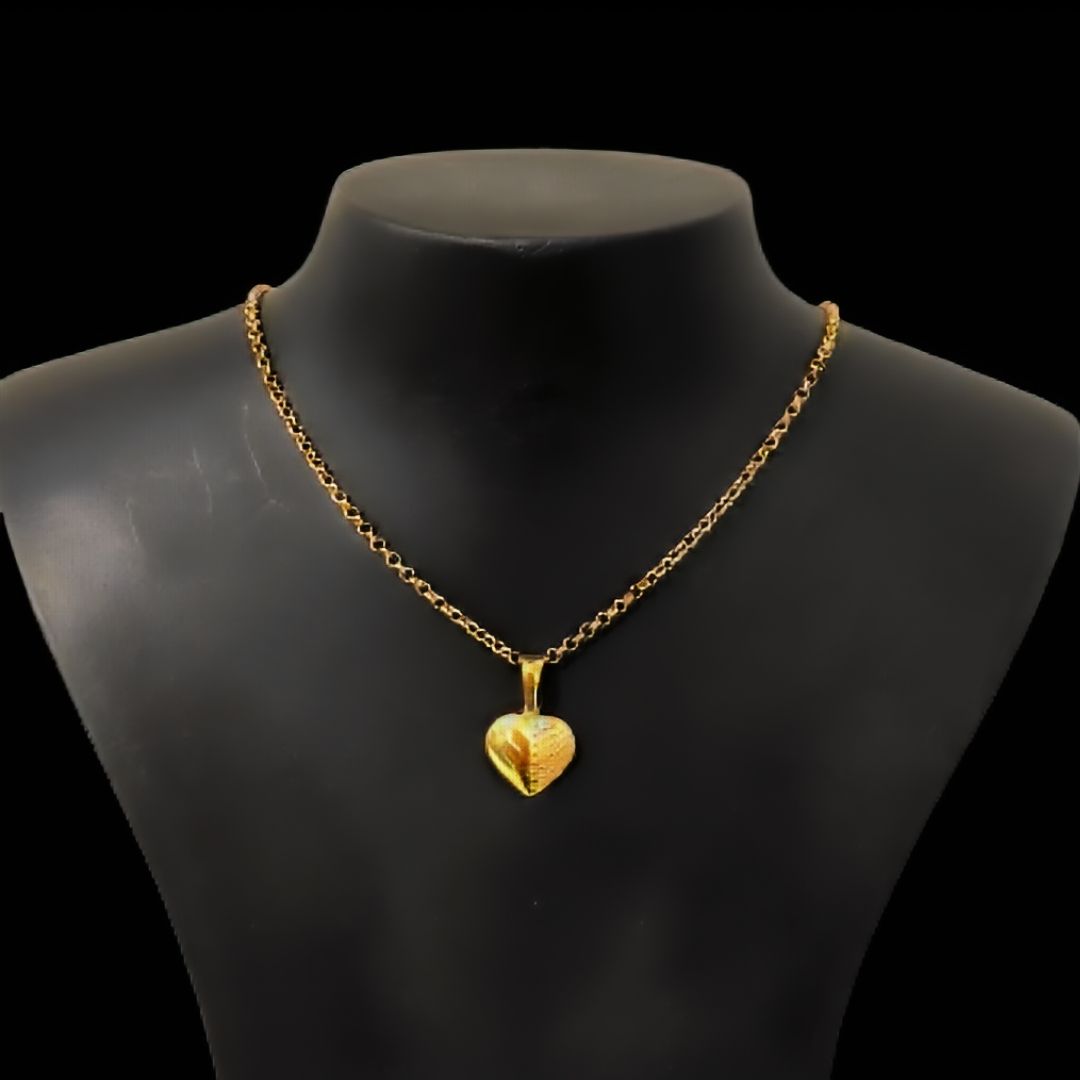 Conjunto de Moeda Antiga Feminino: Elo PortuguÊs 2 Mm + Pingente CoraÇÃo Boleado 1 Conjunto de Moeda Antiga Feminino: Elo PortuguÊs 2 Mm + Pingente CoraÇÃo Boleado